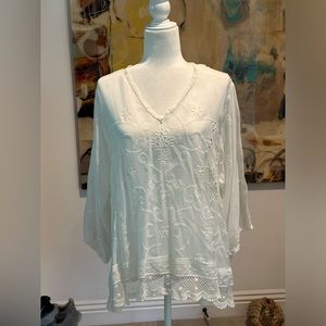 Johnny Was White Eyelet Top